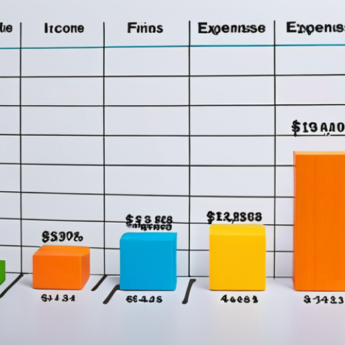 Home 4 A vibrant bar graph visualizing financial data, showcasing income and expenses with clear color coding, emphasizing personal finance management in a relatable, everyday context.